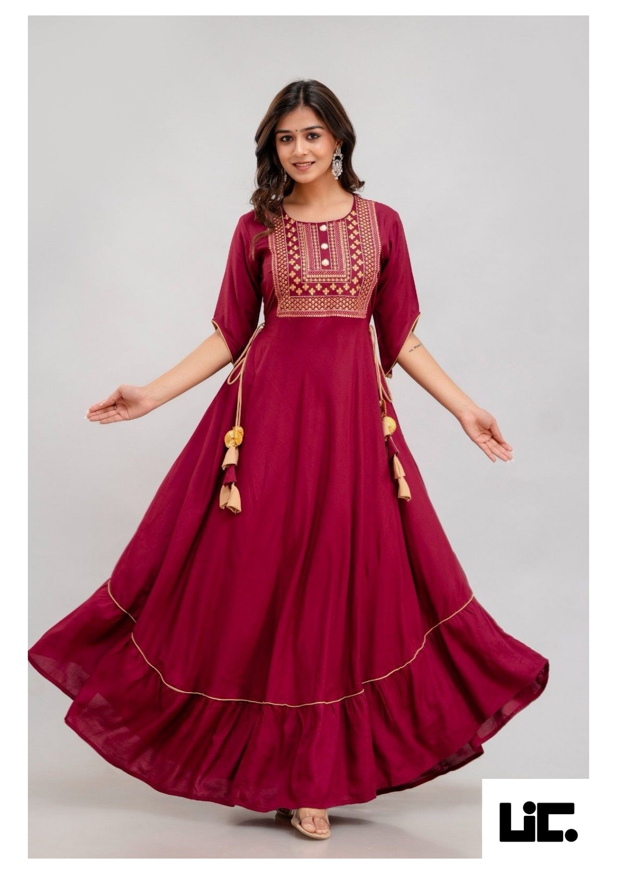 Elegant Aura Rayon Long Dress