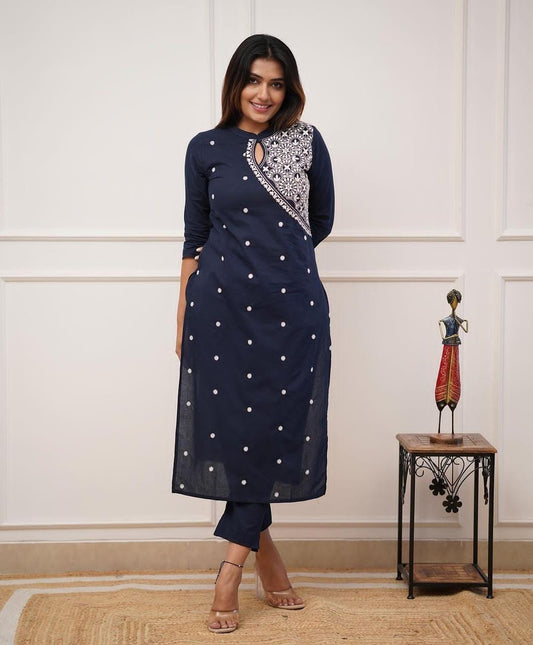 Classy Kurti with Pant with Detailed Embroidery