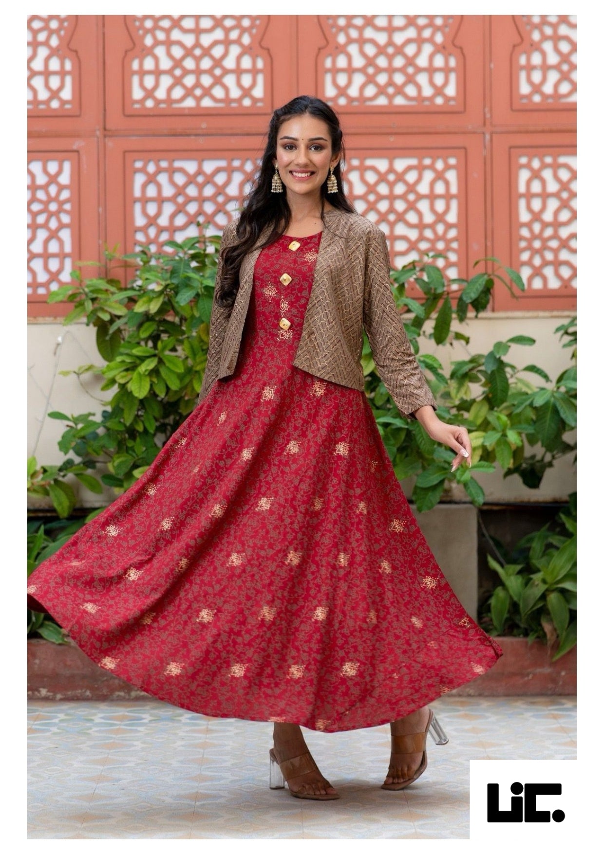 Graceful Aura Rayon Dress with Elegant Jacket - Womens Fashion