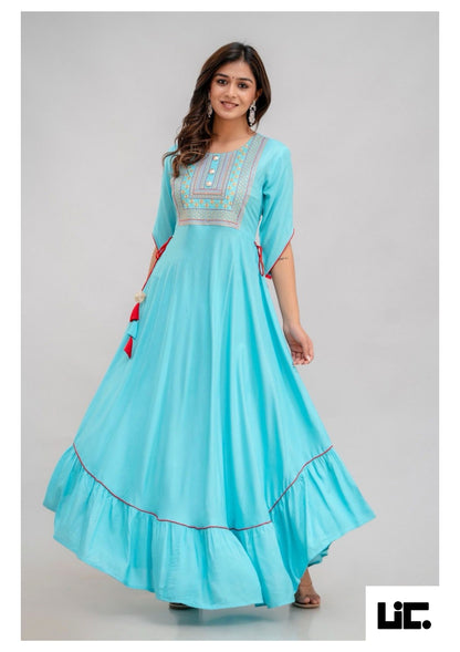 Elegant Aura Rayon Long Dress - Outfits for women