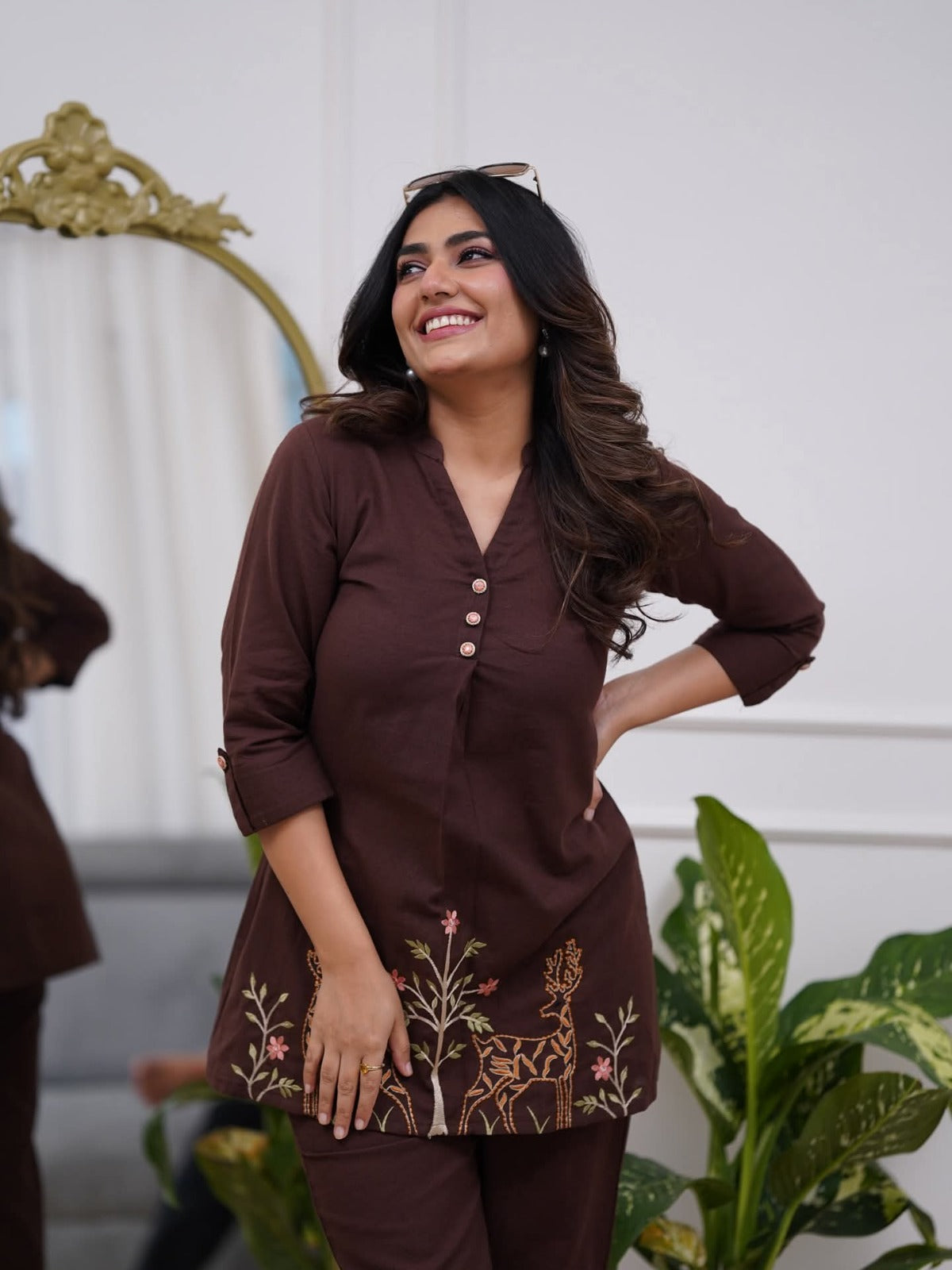 Ethereal Charm Women Fashion Embroidered Cotton Co-ord Set