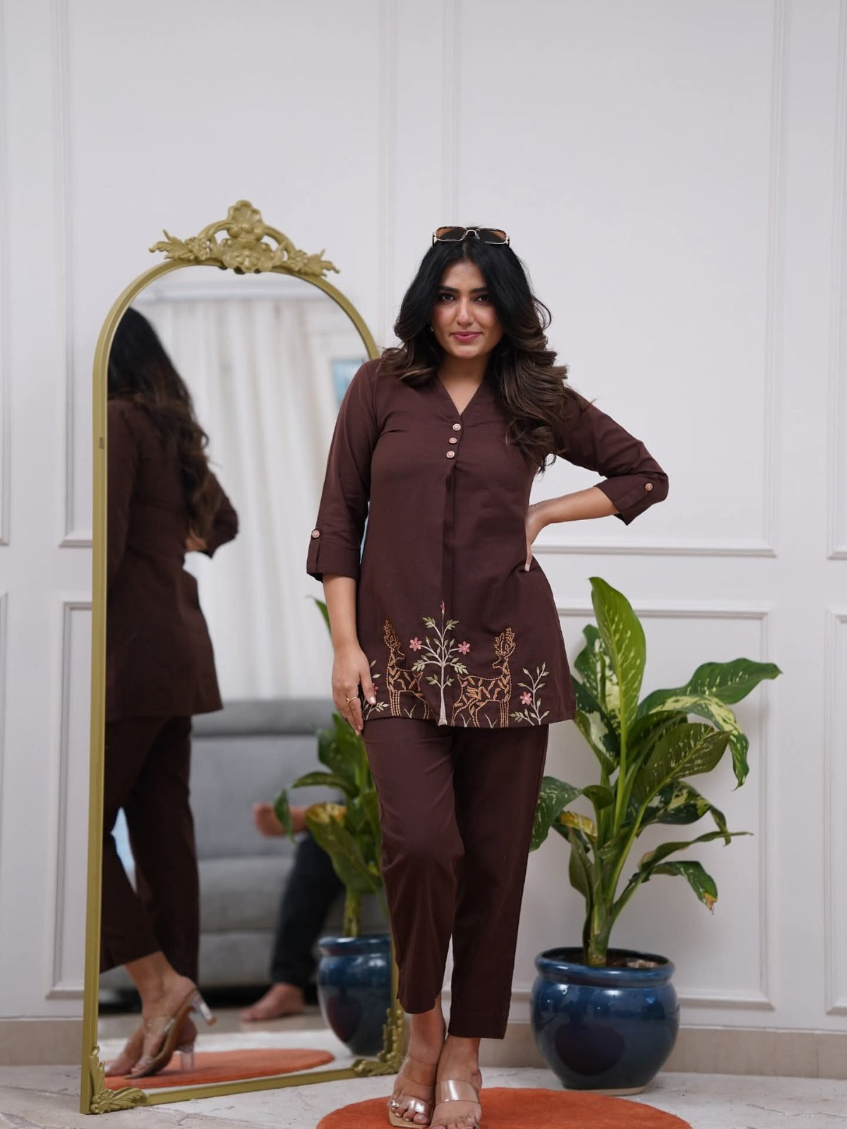 Ethereal Charm Women Fashion Embroidered Cotton Co-ord Set