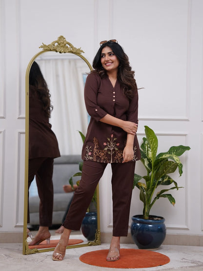 Ethereal Charm Women Fashion Embroidered Cotton Co-ord Set