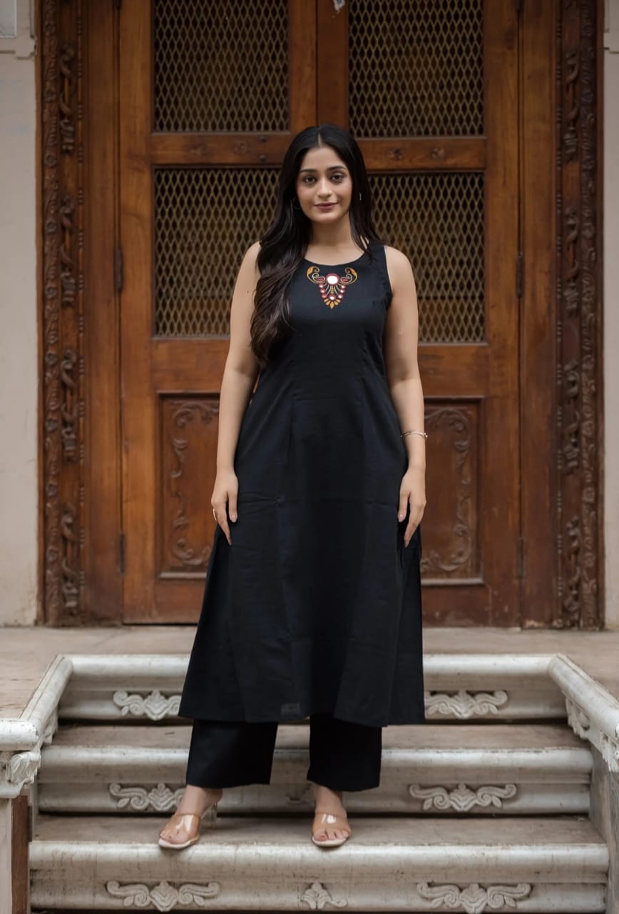 Ethereal Weave Women Fashion Cotton Slub Kurta & Plazo Set