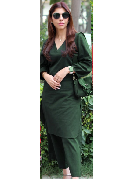 Monochrome Muse Women Clothing Cotton Slub Pant-Set