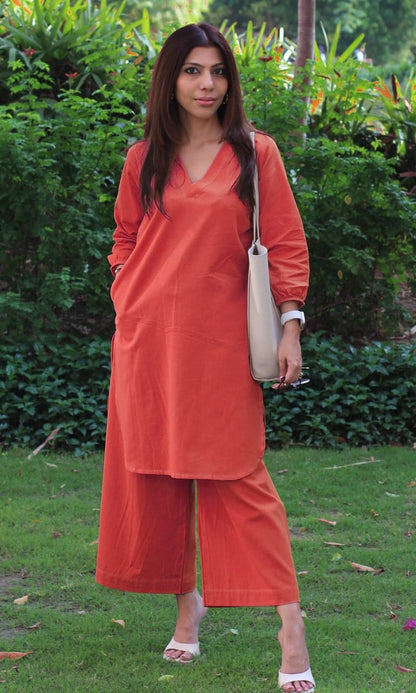 Monochrome Muse Women Clothing Cotton Slub Pant-Set