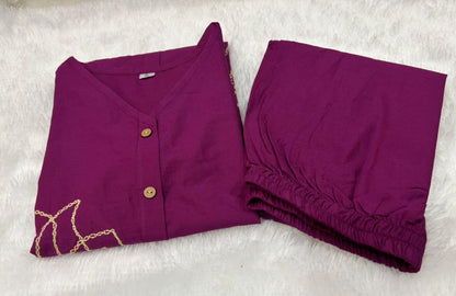 Aurelia Grace Women Fashion Embroidered Cotton Kurti & Pant Set