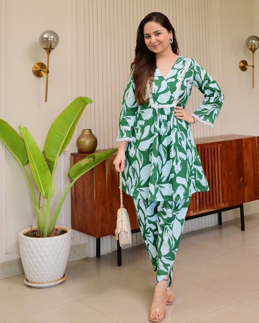 Frock Style Kurti with Dhoti Pant