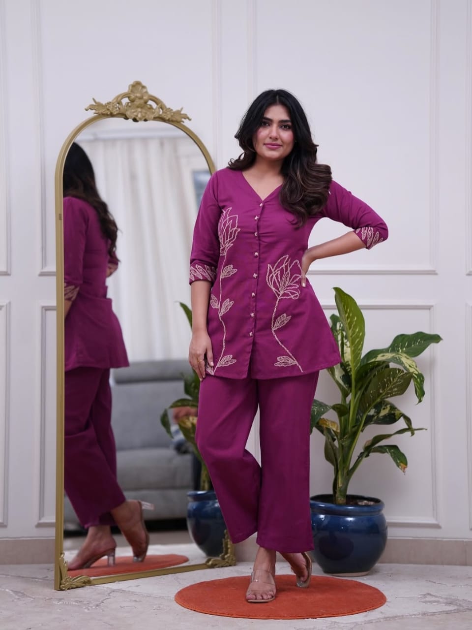 Aurelia Grace Women Fashion Embroidered Cotton Kurti & Pant Set